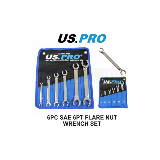 US PRO Tools 6pc SAE Imperial 6pt Flare Nut Spanners Wrench Set Brake Pipe 2295