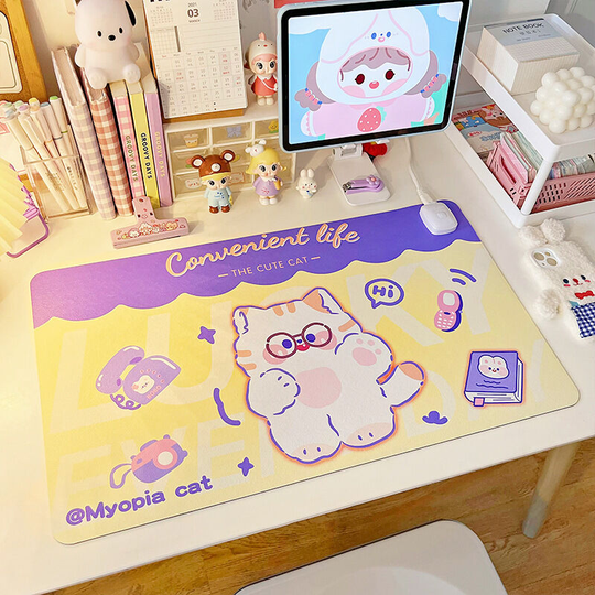 Mouse Pad with Heating Function, Underhand Desk Mat, Heated Desk Mat, Large Mouse Pad, for Office/Home in Winter(Cat sign, 1 item)