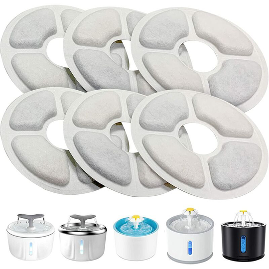 Thsinde - Cat Water Fountain Filter, 6 pcs Triple Action Fountain Filter for Cat Fountain Replacement with Ion Exchange Resin, Activated Carbon for