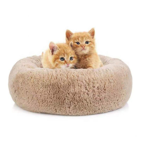 Round Dog Seat Cushion, Dog Seat Cushion, Plush Dog Seat Cushion, Soft and Comfortable, Round, Beige D40 x H20 cm