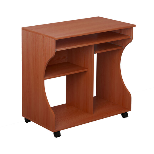 Homcom - Computer Desk pc Laptop Writing Table Storage Shelf Workstation Wood Cart - Cherry wood color