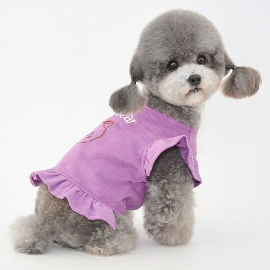 Dog Clothes Spring Clothes Pet Clothes Dog Two-legged Clothes Cat Clothes Kitten Clothes Teddy Bomei vip Clothes Corduroy Bear Embroidered Cropped