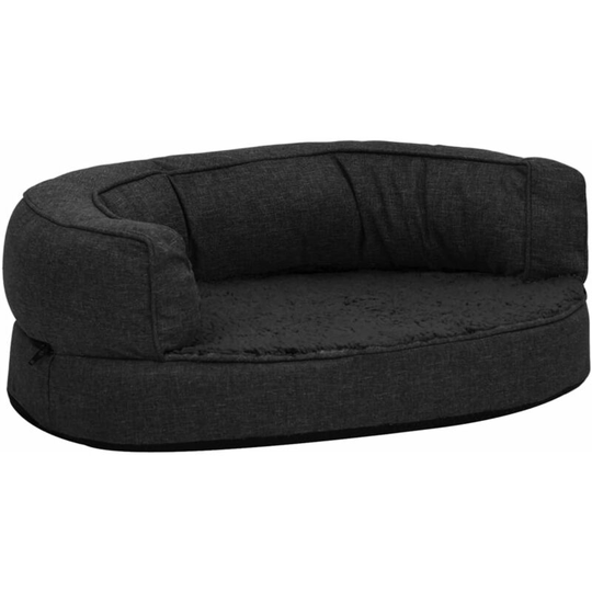Ergonomic Dog Bed Mattress 60x42 cm Linen Look Fleece Black Vidaxl Black