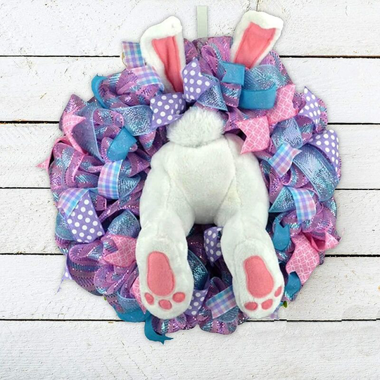 Easter Bunny Wreath Home Decoration Funny Cartoon Rabbit Ornaments For Door Window DIY Hanging Garland Spring Holiday Decor