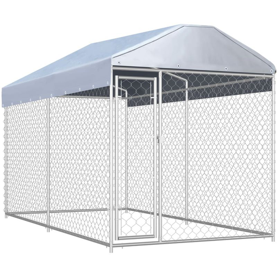 Outdoor Dog Kennel with Canopy Top 382x192x235 cm VD06396 - Hommoo