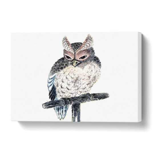 'Perched Owl' by Katsushika Hokusai - Wrapped Canvas Painting Print