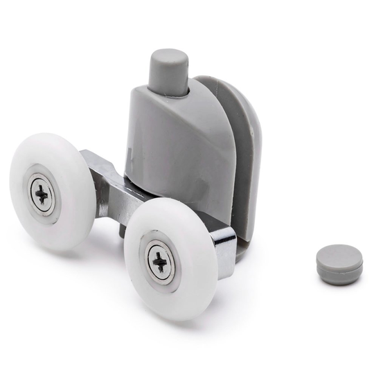 (23mm) 2 x Double Bottom Shower Door Rollers/Runners/Wheels 23mm or 25mm Wheel Diameter L082