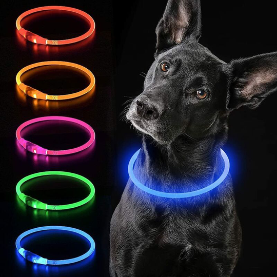 Light Up Dog Collar, usb Rechargeable led Dog Collar, Can be Cut to Any Size, Safety Dog Collar for Small, Medium and Large Dogs.(Blue)