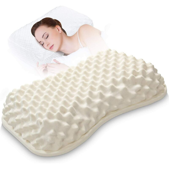 Natural Latex Pillow for Sleeping, Cervical Pillow for Neck Pain, Breathable Contour Pillows for Side Sleepers with Washable Cover, Massage Granule