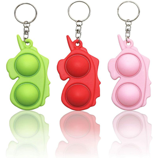 3Pcs Unicorn Sensory Toys Bubble Fidget , Simple Dimple Toy , Silicone Keychain , Easy Decompression Toy for Kids and Adults