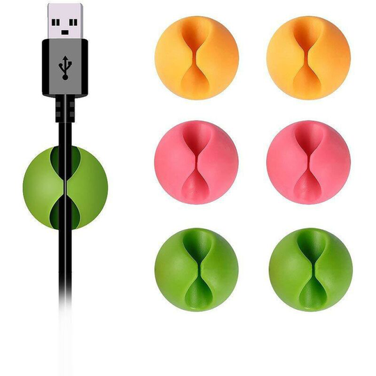Denuotop - Wall Clips and Cable Ties Cable Clips, Desk Cable, Desk Wire Clips for All Your Computer, Power, Charging or Mouse Cable (Colorful, 6