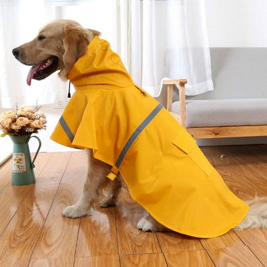 Large Dog Raincoat Adjustable Pet Rainwear Lightweight Rain Jacket Poncho Hoodies with Reflective Strip (1 Pack, Yellow, xl)