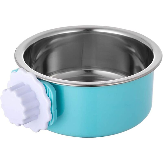 Denuotop - Basic Bowls Crate Dog Bowl, Stainless Steel Removable Hanging Water Bowl, Cage Water Bowl for Dogs, Cats, Birds, Small Animals, Holds 14