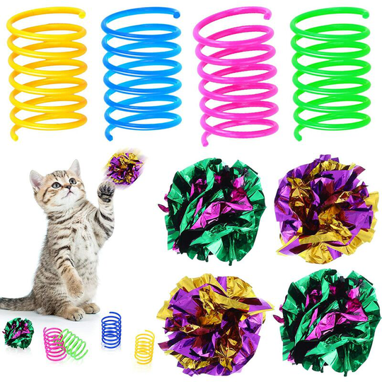 40 Pieces Colorful Crinkle Balls Cat Toys and Cat Spring Toys Kitten Balls with Rustle Sound for Playing and Interacting with Cats