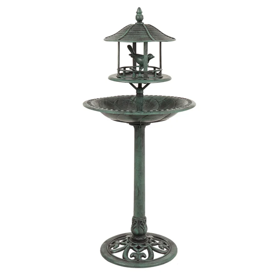 Resin Ornamental Bird Bath & Feeder Table