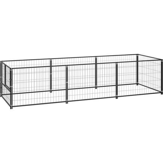 Dog Kennel Black 3 m² Steel Vidaxl Black