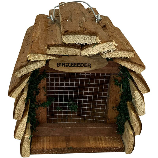 Hanging Wooden Barkwood Nut Bird Feeder