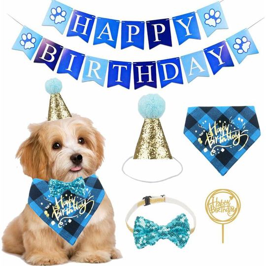 Blue Dog Birthday Bandana, Dog 1st Birthday Party Supplies