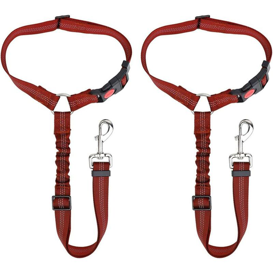 Thsinde - Dog seat belt, 2 pieces of pet car seat belt headrest restraint adjustable puppy safety seat belt reflective elastic bungee connection car