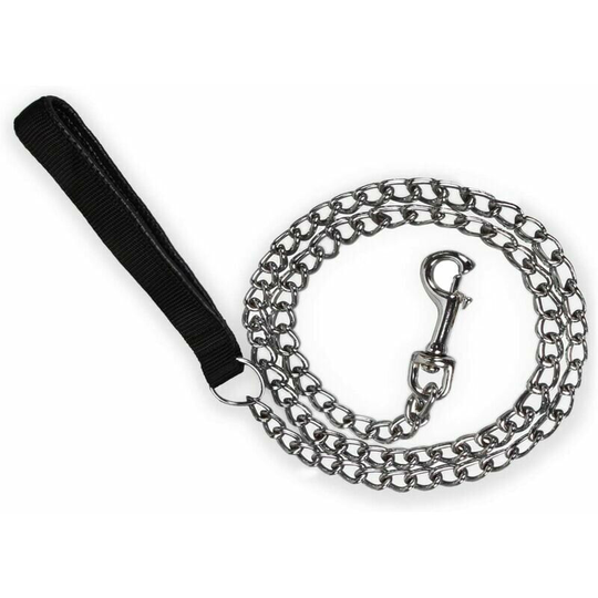 Bearsu - Steel Chain Dog Leash (120cm) Solid Metal Dog Leash pu Leather Handle - s
