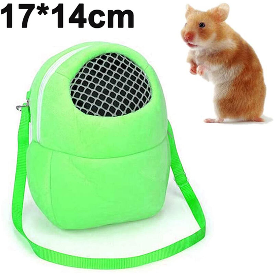 Carrying bag for pets, hamsters, portable, breathable, with shoulder strap for small pets, hedgehogs, sugar, squirrels, rabbits, s, green