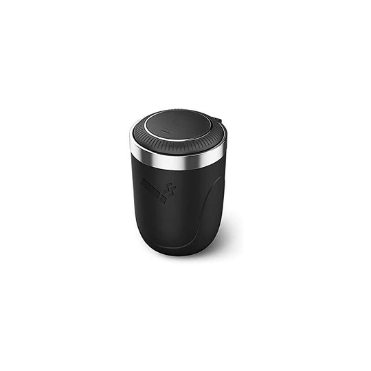 Osqi - Car Ashtray with Lid, Universal Windproof Ashtray for Cup Holder Portable Garbage Container Stainless Steel Plastic Ashtray with led, Black