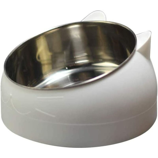 Cat Food Bowl 400Ml Stainless Steel Pet Bowl Non-Slip Anti-Spill Base Rubber Mat Large Dog