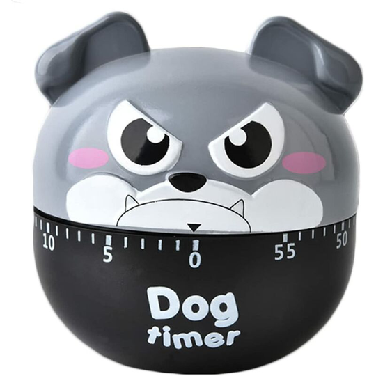 Mechanical Kitchen Timer, Egg Timer, Fun Timer, Manual Timer, for 60 Minute Timer, Cooking Reminder and Cooking (Gray Puppy)