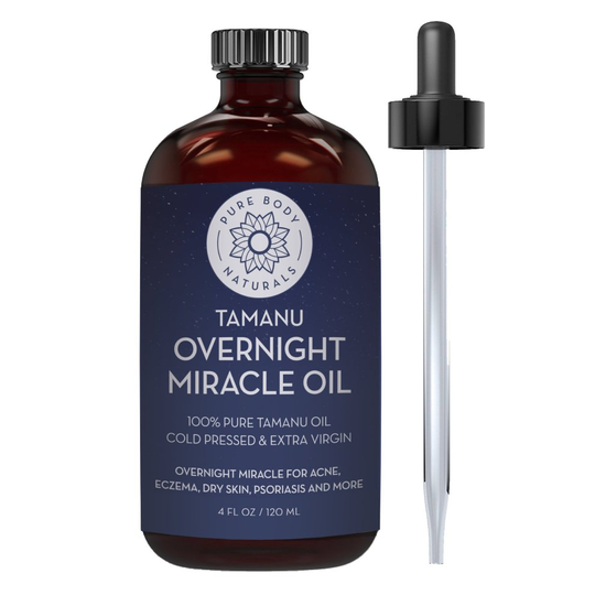 Pure Body Naturals Tamanu Oil - Huge 4 Fl. Oz - 100% Pure Extra Virgin Cold Pressed Unrefined, Treats Acne, Scars, Stretch Marks, Eczema,...