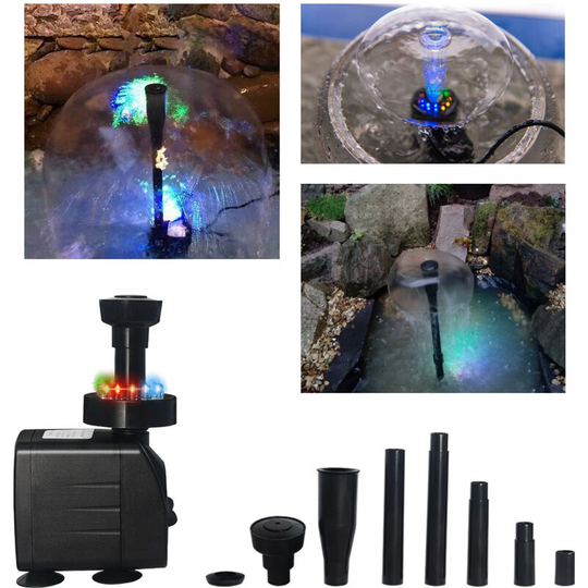 Benobby Kids - Submersible Water Pump, 1000L/H 15W Aquarium Pump with 12 Lights Adjustable led Light Ultra Quiet with 4 Suction Cup Feet, 3 in 1