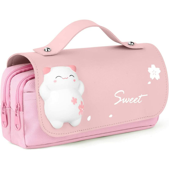 FVO - Waterproof School Pencil Case with Handle, Large Pencil Case, School Pencil Bag Pencil Case with Decompression Toy for College Office Students