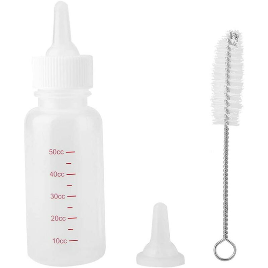Aougo - 50ml Dog Cat Milk Feeding Pet Bottle Puppy Kitten Newborn Animal Nursing Set Small Pet Feeder Pet with Plastic Brush