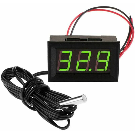 Green Mini Temperature Tester Waterproof Digital Thermometer 12VDigital Temperature Meter Gauge for Refrigerator Aquarium Freezers