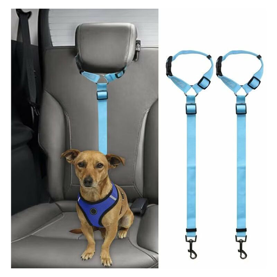 Car Dog Seat Belts, 2 Pack Car Headrest Restraint Adjustable Safety Leads Vehicle Seatbelt Harness for Pets Cats Dogs, light blue