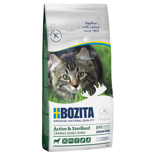 Bozita Grain Free Active & Sterilised Dry Cat Food - Lamb - 2kg