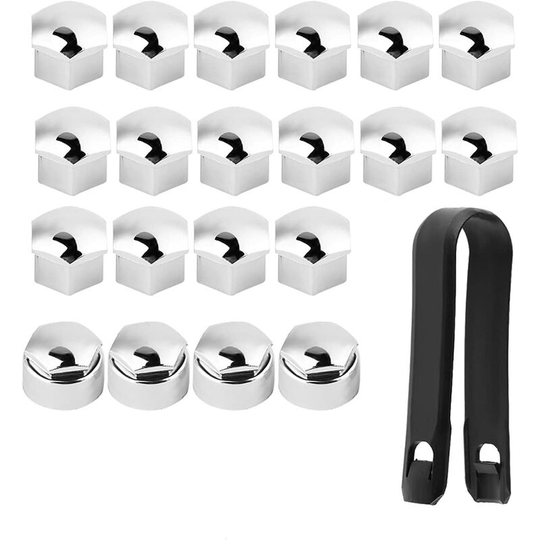 Car Wheel Bolt Nut Covers, 20 Pieces 17mm Universal Car Wheel Nut Lug Hub Screws Rim Bolt Covers Anti-theft Protective Cap(Silver)