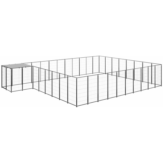 Dog Kennel Black 25.41 m² Steel Vidaxl Black