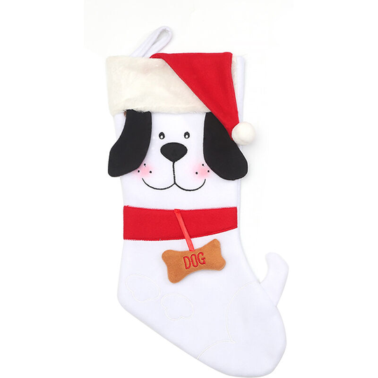 Christmas Decoration Supplies Creative Cute Cartoon Puppy Christmas Stockings White Dog Christmas Puppy Socks