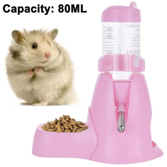 Hamster Water Bottle,Little Pet Automatic Drinking Bottle with Food Container Base Hut Hanging Water Feeding Bottles Auto Dispenser for Small
