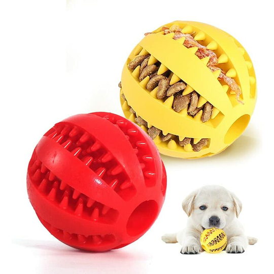 Betterlifegb - 2 toy dog balls, dog chewing ball rubber cleaning non-toxic teeth resistant to toy bites, interactive driving toy ball iq puzzle for