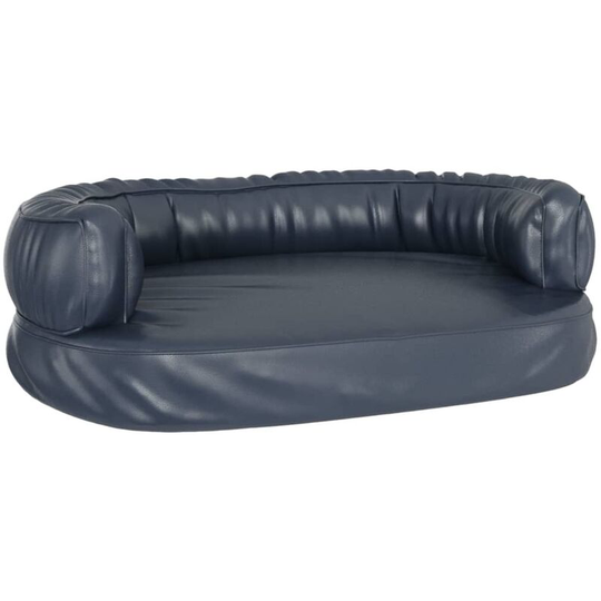 Ergonomic Foam Dog Bed Dark Blue 60x42 cm Faux Leather Vidaxl Blue