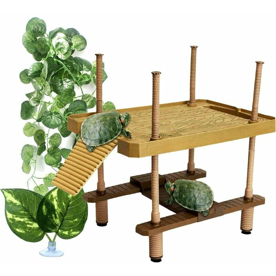 Qersta - Turtle Frog Floating Platform, Aquarium Rest Platform, Turtle Floating Platform with Ramp Ladder, for Amphibian Turtle Tank Aquarium
