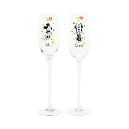 Disney Mickey and Minnie Mouse Glass Stemware Set