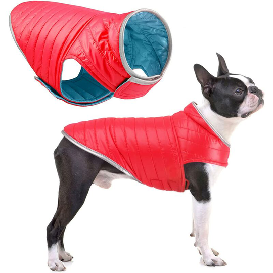 Reversible Dog Coat, Warm Winter Dog Jacket Waterproof Puppy Vest Pet Clothes for Small Medium Large
