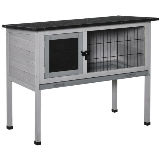 PawHut Large Elevated Indoor Outdoor Wooden Rabbit Hutch w/ Roof