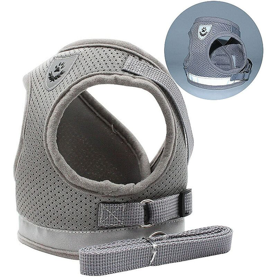 Cat Harness, Betterlife Cat Leash, Kitten Harness, Lightweight Breathable Cat Harness, Adjustable with Reflective Strips (l, Grey)