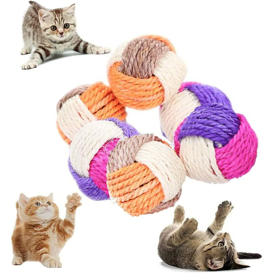Pet Sisal Ball, Sisal Ball Toy, Cat Ball Toy, Cat Ball Pet Toy, Kitten Interactive Toy, 6pcs (Random Color) Dksfjkl