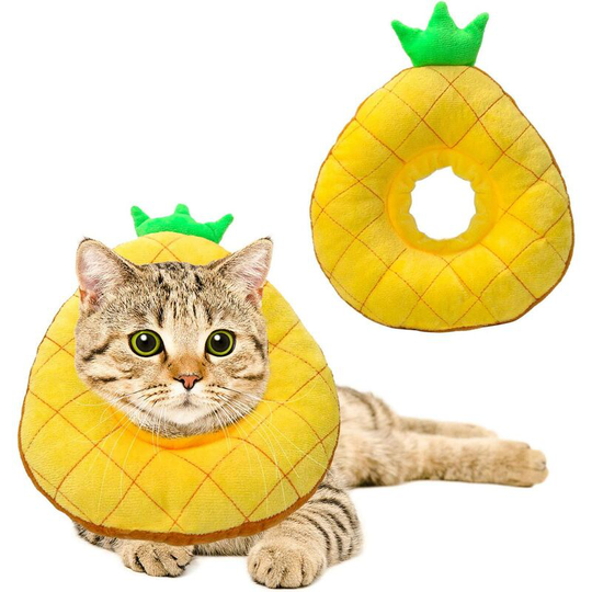 Cat Rescue Collar - Cute Cat Cone Neck; Post Surgery Pineapple, Adjustable Cat Collar, Surgical Recovery Collar, Suitable for Kittens and Cats