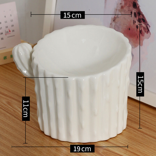 Denuotop - Cactus Bowls Raised Ceramic Dog and Cat Bowl - Single Branch - White