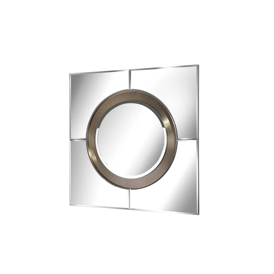 Metal Framed Wall Mounted Accent Mirror in Brushed Brass